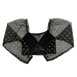 Boohoo Polka Dot Organza Puff Sleeve Crop Top